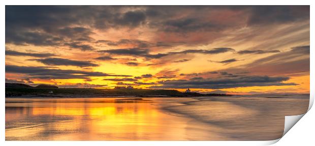 Sunset Reflections on Bamburgh Beach Print by Naylor's Photography