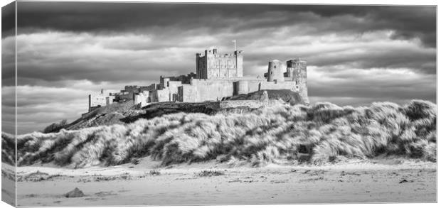 Imposing Bamburgh Castle in Mono Canvas Print by Naylor's Photography