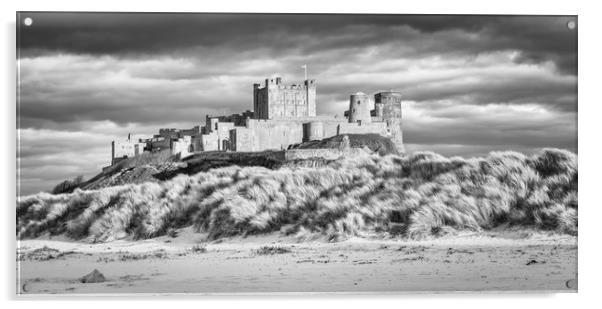 Imposing Bamburgh Castle in Mono Acrylic by Naylor's Photography