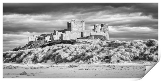 Imposing Bamburgh Castle in Mono Print by Naylor's Photography