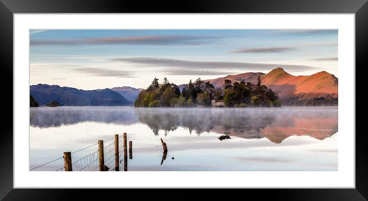 Derwent Water at dawn Framed Mounted Print by John Hall