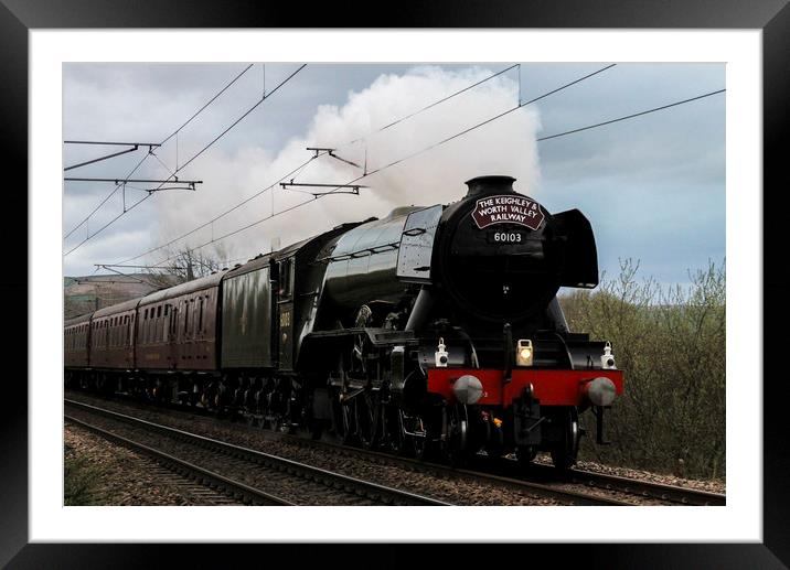 The Flying Scotsman approaching Steeton Station in Framed Mounted Print by Philip Catleugh