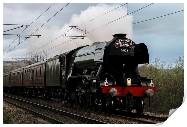The Flying Scotsman approaching Steeton Station in Print by Philip Catleugh