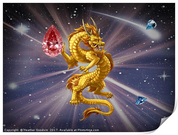  GoldenDragon Guardian. Print by Heather Goodwin