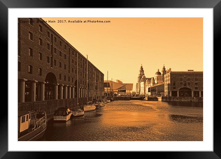 Royal Albert Dock And the 3 Graces Framed Mounted Print by John Wain