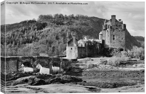 Eilean Donan Castle (mono) Canvas Print by Angus McComiskey
