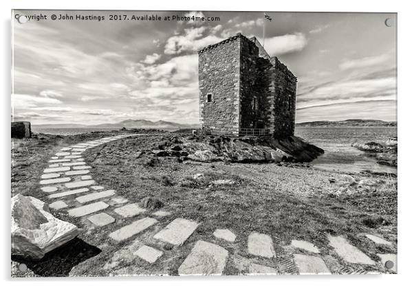 Portencross Castle Acrylic by John Hastings