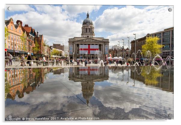St George's Day in Nottingham Acrylic by Steve Haseldine