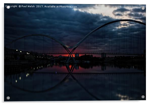 Infinity Bridge Sunset and Clouds Acrylic by Paul Welsh