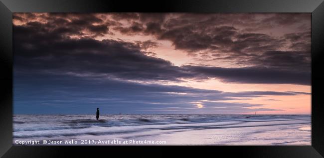 Fading light on Crosby beach Framed Print by Jason Wells