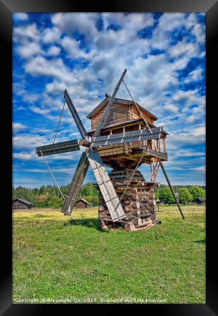wooden windmil in Russia Framed Print by Alexander Ov
