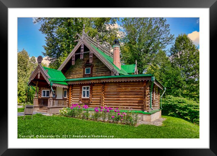 The ancient wooden house in the noble estate in Ru Framed Mounted Print by Alexander Ov