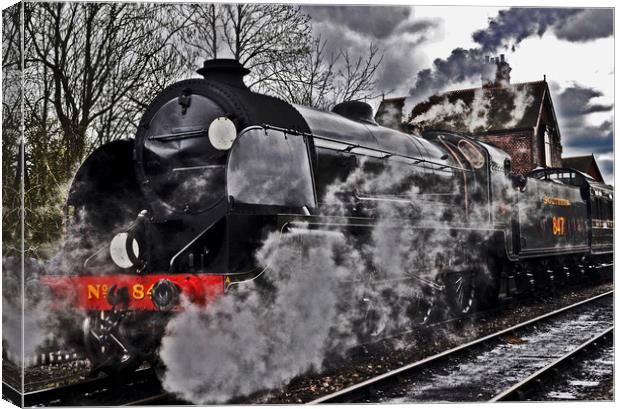 No 847 Class 4-6-0 at the Bluebell Railway Canvas Print by Simon Hackett