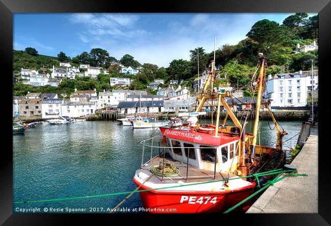 Fishing boats at Polperro Harbour  Framed Print by Rosie Spooner