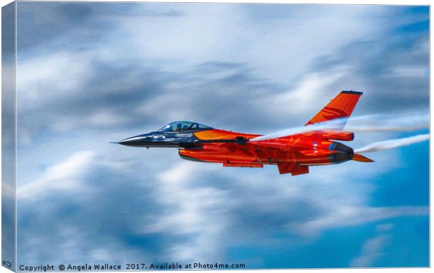 F16 IN RED AND ORANGE Canvas Print by Angela Wallace