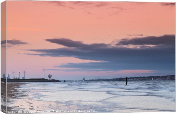 Water rushes in on Crosby beach Canvas Print by Jason Wells