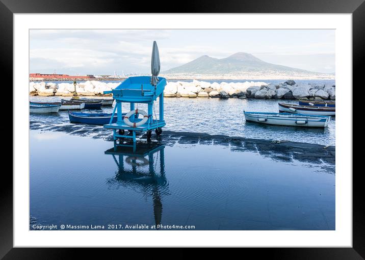 Vesuvius on boat backround Framed Mounted Print by Massimo Lama