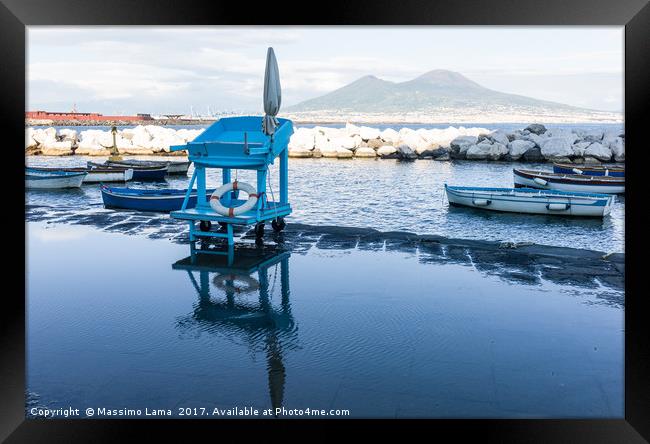 Vesuvius on boat backround Framed Print by Massimo Lama