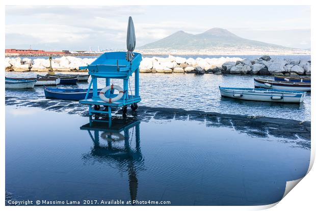 Vesuvius on boat backround Print by Massimo Lama