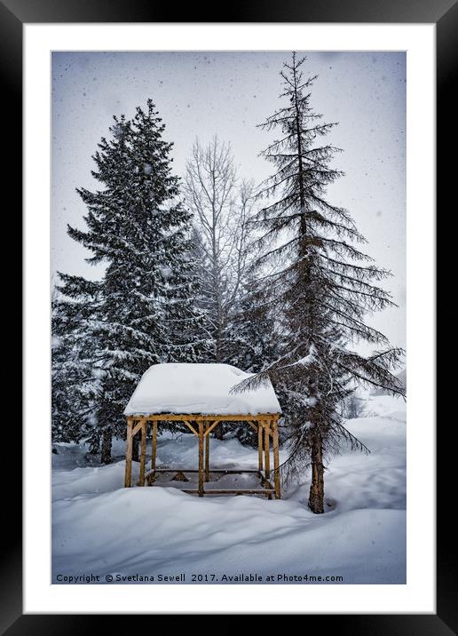 Winter Gazebo Framed Mounted Print by Svetlana Sewell