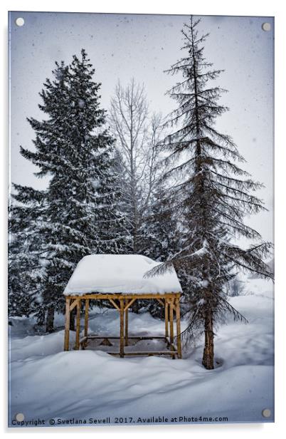 Winter Gazebo Acrylic by Svetlana Sewell