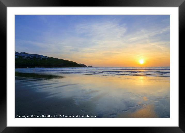 Fistral Beach Sunset Framed Mounted Print by Diane Griffiths