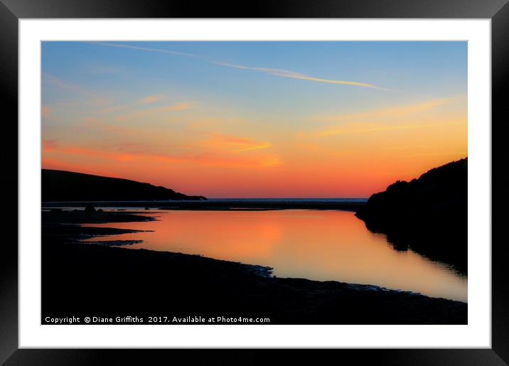 Sunset over Crantock Beach Framed Mounted Print by Diane Griffiths