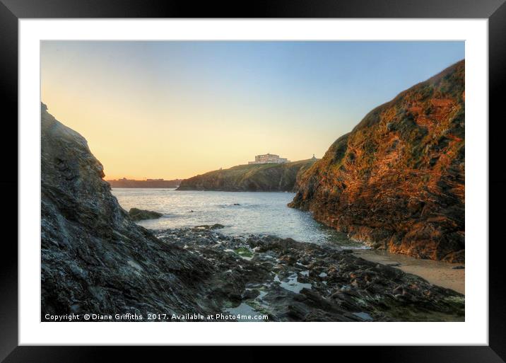 View of Newquay from Spy Cove Framed Mounted Print by Diane Griffiths