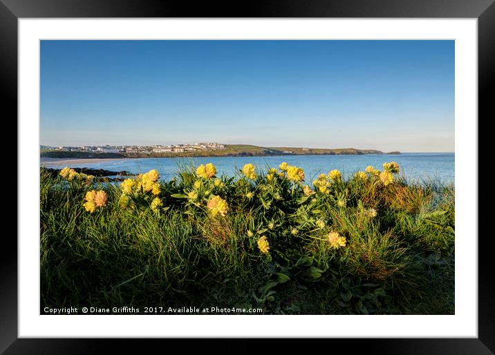 Fistral beach from outside the Headland Hotel Framed Mounted Print by Diane Griffiths