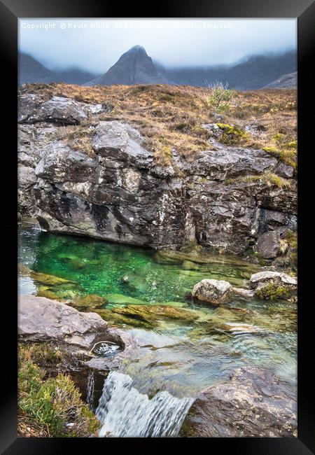 Fairy Pools vivid green water Framed Print by Kevin White
