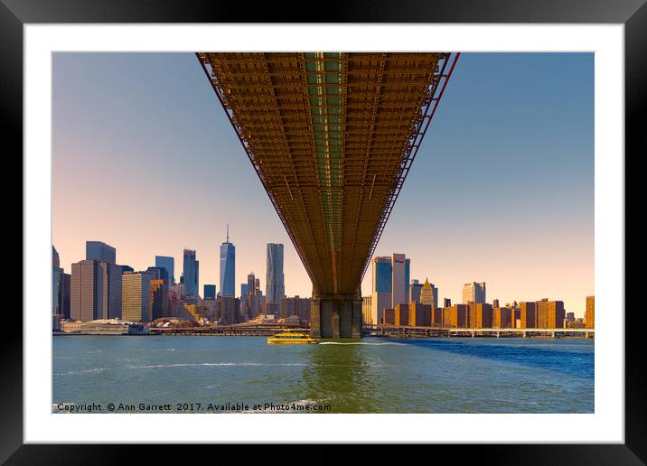 Under The Brooklyn Bridge Framed Mounted Print by Ann Garrett