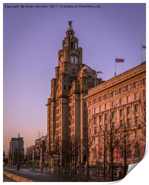 The Liver Building - Purple Skies Print by James Harrison