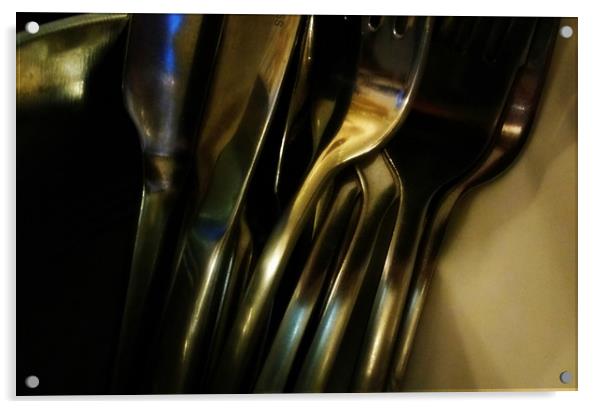 cutlery Acrylic by Heather Newton