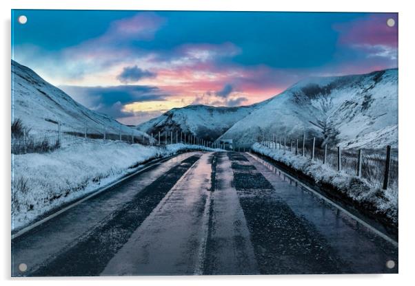 Bwlch Pass Winter Acrylic by Oxon Images
