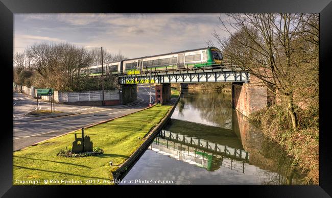 Train v Canal  Framed Print by Rob Hawkins
