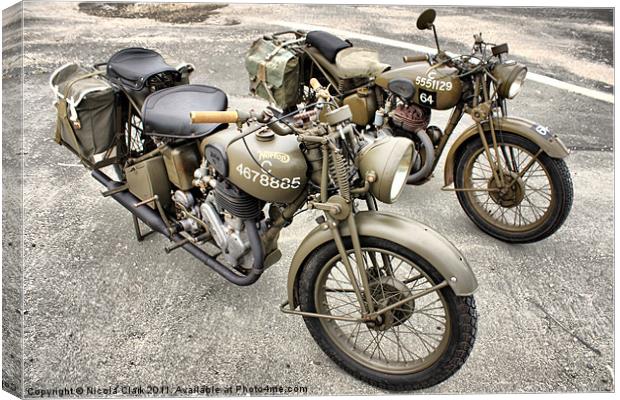 British WWII Motorcycles Canvas Print by Nicola Clark