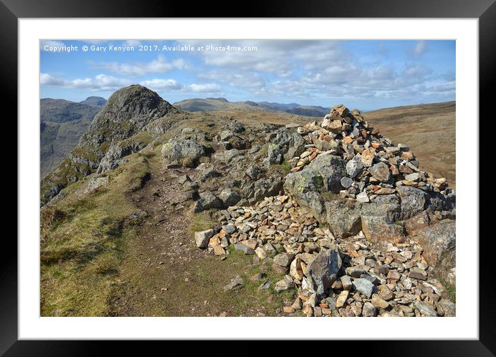 Looking back at Pike Of Stickle from Loft Crag Framed Mounted Print by Gary Kenyon