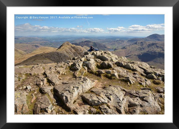 Taking in the view From Pike O' Stickle Framed Mounted Print by Gary Kenyon