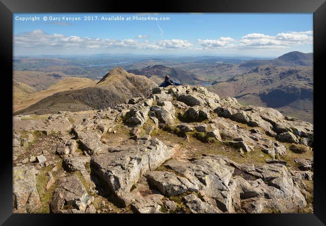 Taking in the view From Pike O' Stickle Framed Print by Gary Kenyon