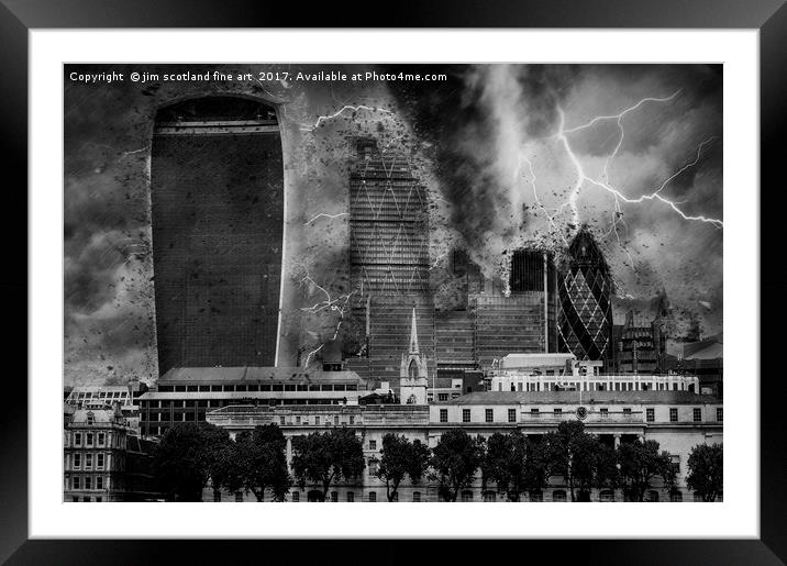 Storm over the city of London Framed Mounted Print by jim scotland fine art
