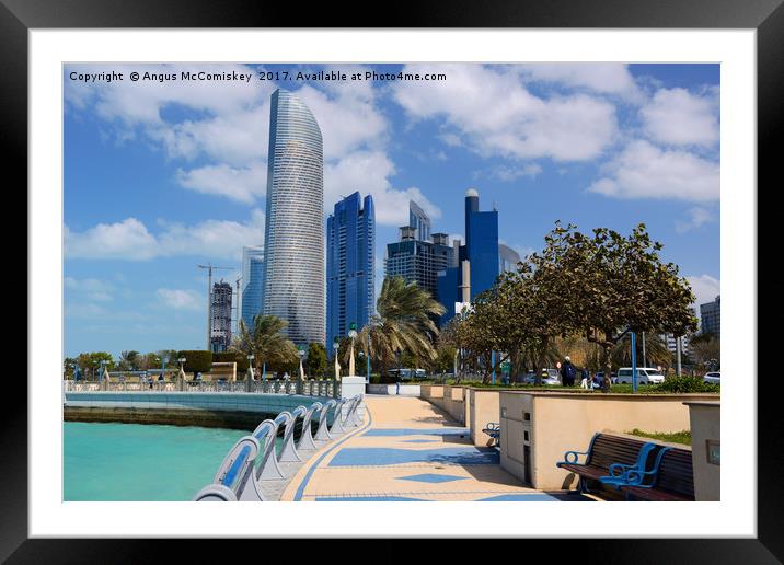 Corniche waterfront Abu Dhabi Framed Mounted Print by Angus McComiskey