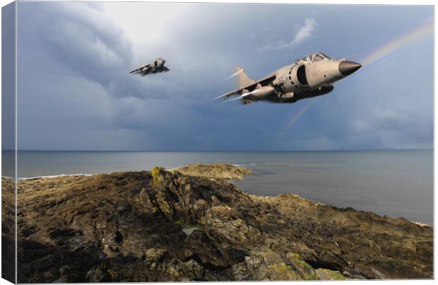 Sea Harriers over the Falklands Canvas Print by Gary Eason