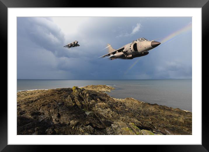 Sea Harriers over the Falklands Framed Mounted Print by Gary Eason