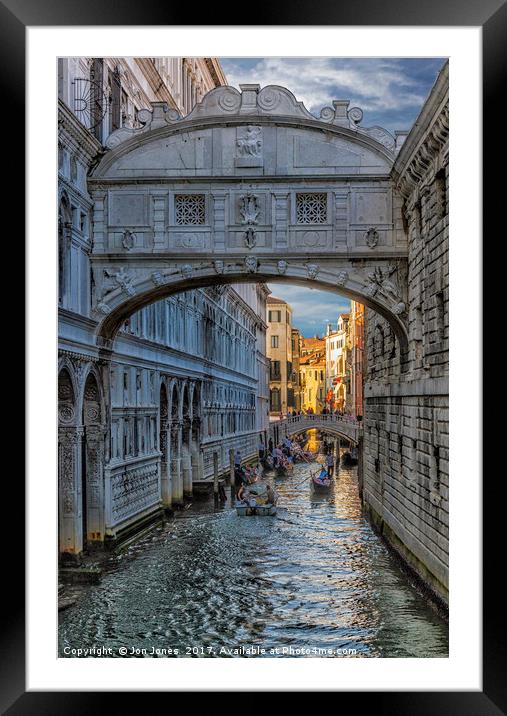 The Bridge of Sighs in Venice Framed Mounted Print by Jon Jones