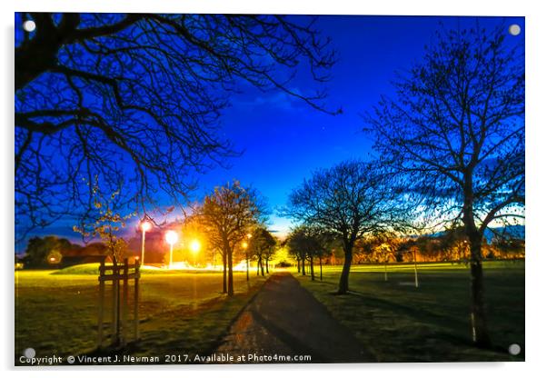 Eaton Park at Sunset, Norwich, U.K Acrylic by Vincent J. Newman
