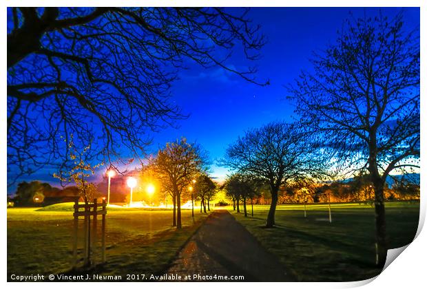 Eaton Park at Sunset, Norwich, U.K Print by Vincent J. Newman