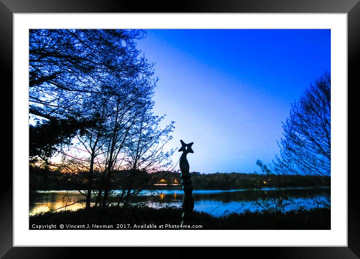Sunset at Whitlingham Lake, Norwich, U.K  Framed Mounted Print by Vincent J. Newman