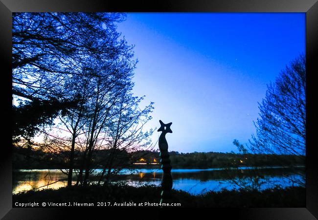 Sunset at Whitlingham Lake, Norwich, U.K  Framed Print by Vincent J. Newman