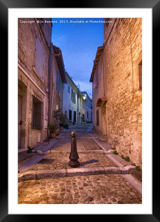 arles alley at night Framed Mounted Print by Jo Beerens
