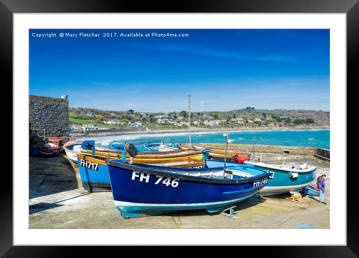 Coverack Fishing Boats Framed Mounted Print by Mary Fletcher